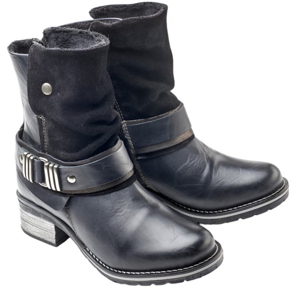 Women’s DROMEDARIS Kikka black leather & suede boots- Size 37